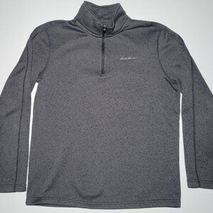 Eddie Bauer Mens Charcoal Gray Long Sleeve 1/4 Zip Pullover Size Large